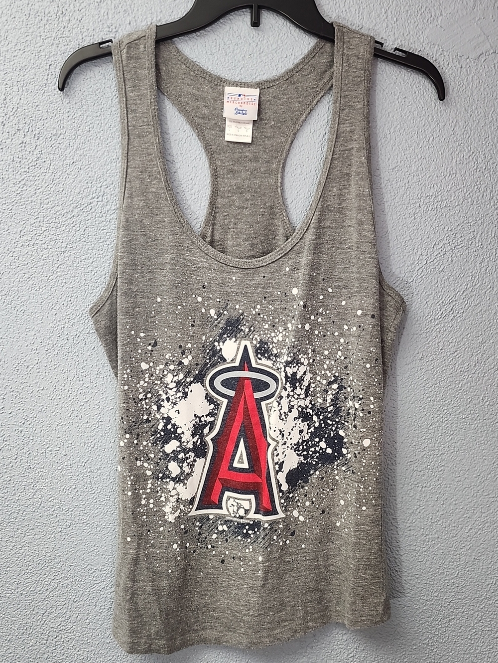 Gray Racerback Tank Top with Red 'A' Graphic